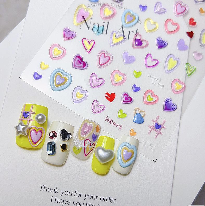 3D Jelly Nail Stickers Popular Japanese Cute Heart Fruit Design Self-Adhesive Waterproof Paper Accessories for DIY