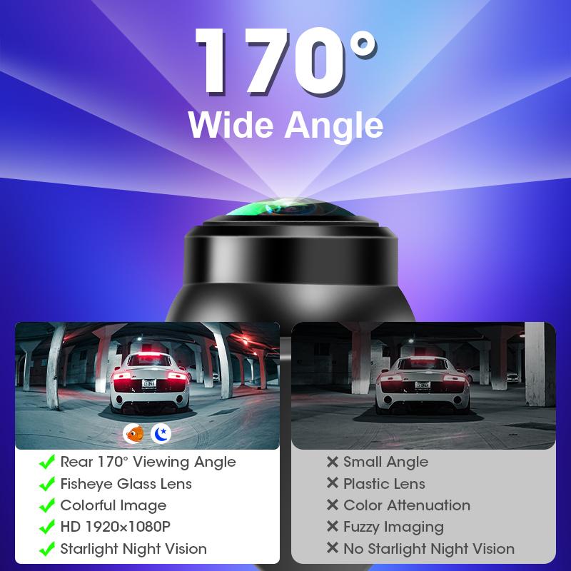 AHD 170° Rear View Camera 1920x1080P CVBS Night Vision Fisheye Lens Car Reverse Camera IP68 Waterproof 12V Backup Parking Cam