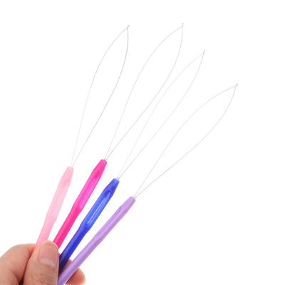 10 Pcs Hair Extensions Loop Needle Pulling Hook Tool Needle Threader Loop Tool For Silicone Microlink Beads