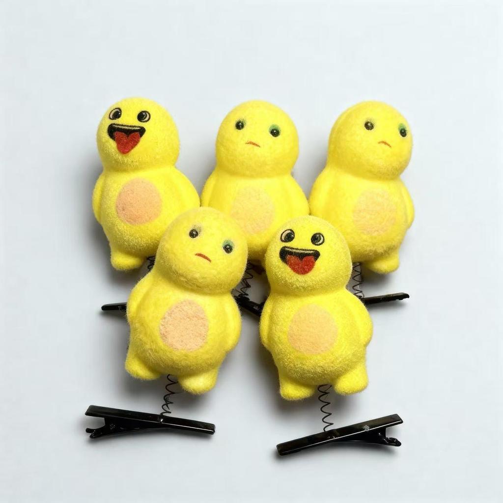 Flocked Little Yellow Duck Hair Clip - Cartoon Spring Clip Toy for Kids