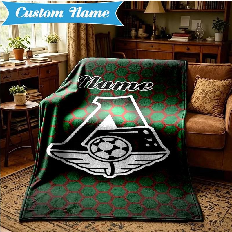 Custom Name White Stripes Soccer Team Blanket Lightweight Ideal Bedding Blanket Perfect for Travel, Camping, Living Rooms, Sofas, Christmas Gift