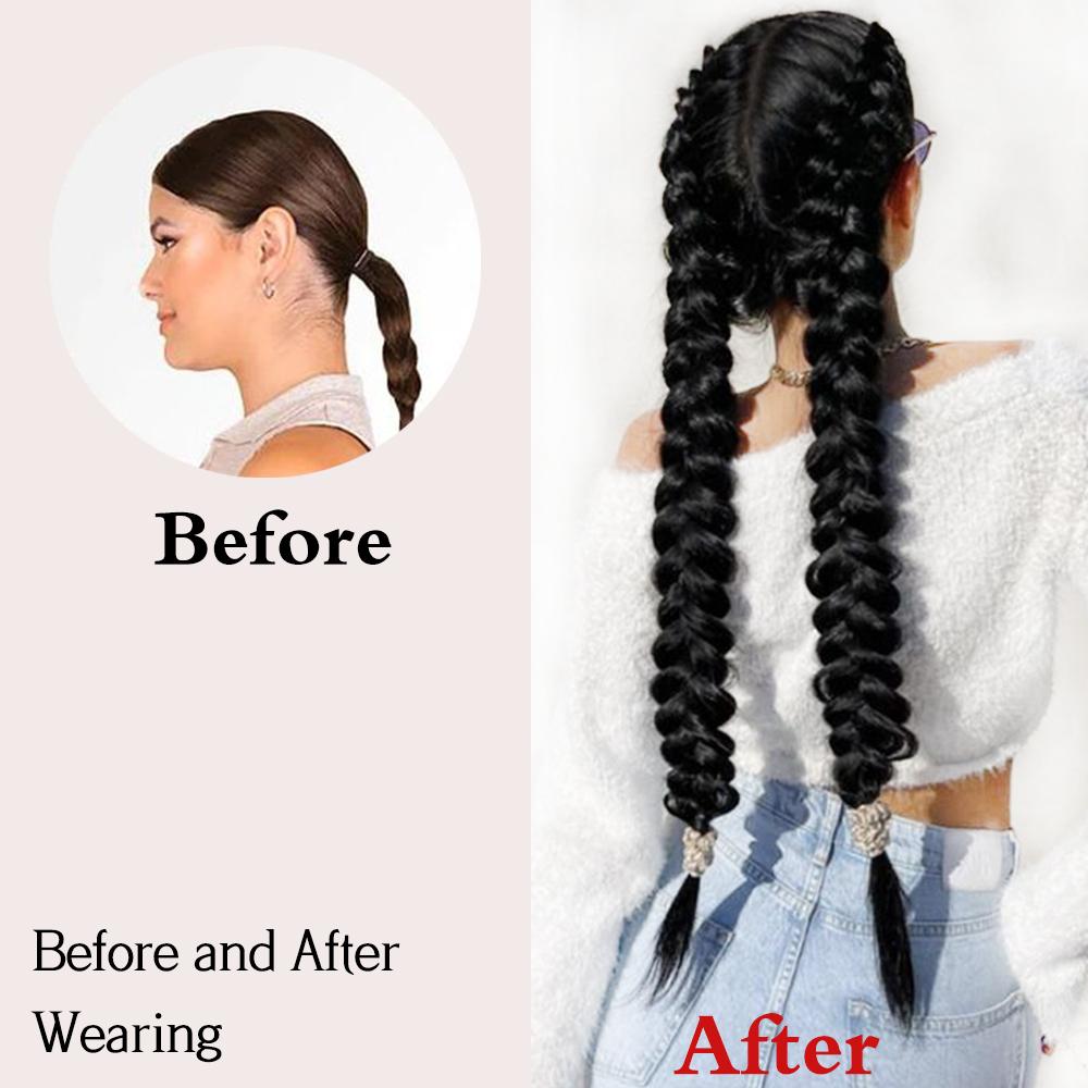 ??????Synthetic Long Braided Ponytail Extension Rubber Band Ponytail High Temperature Fiber For Women Party Wear KTB
