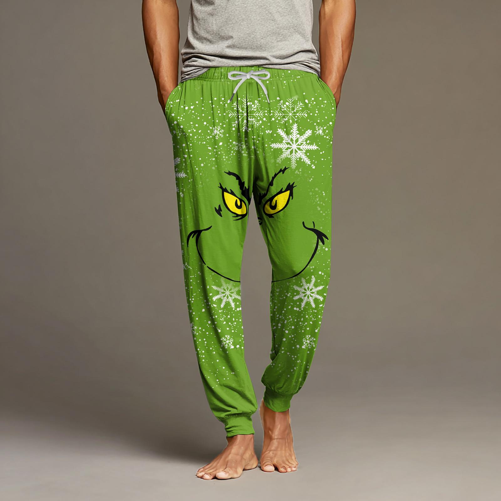 

Мужские повседневные брюки с карманами на кулиске и манжетами, домашние брюки для сна XXXL зелёный