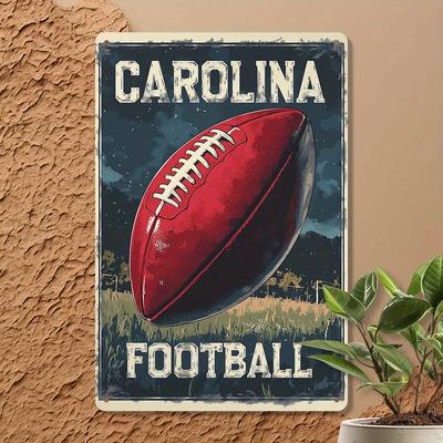Vintage Carolina Football Fan Metal Tin Sign Easy Hang Retro Wall Decor for Home Bar Garage for Man Cave Es