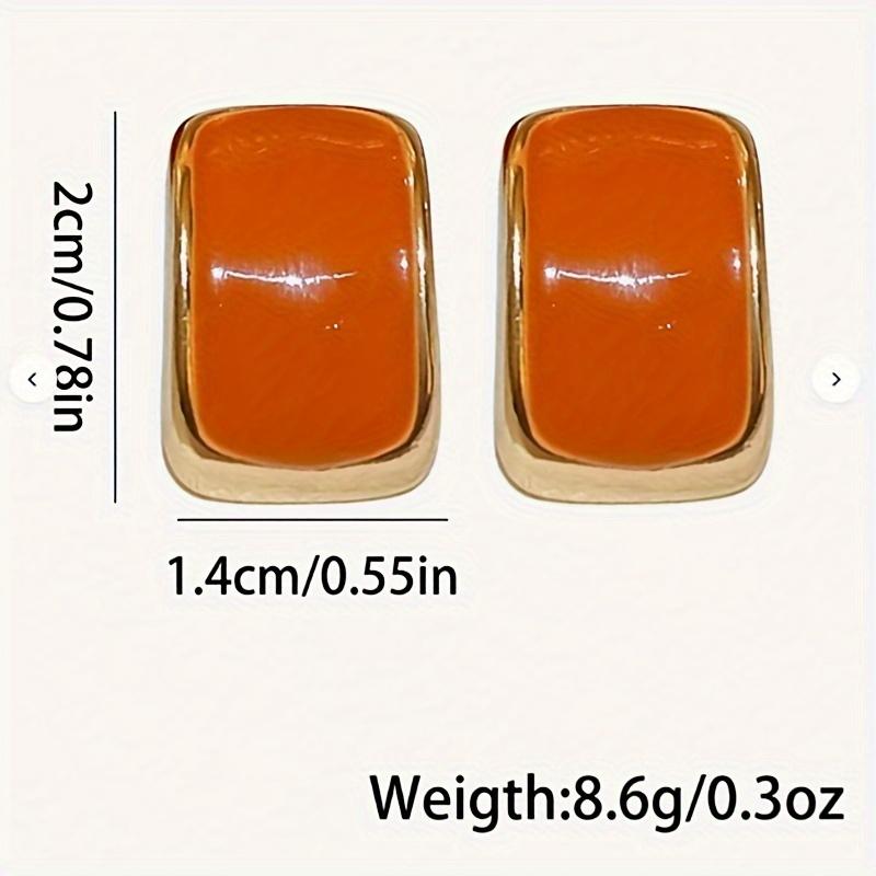 Minimalist Orange Earrings, Square Dripping Drop Earrings for Women, Fashion Daily Outfit Matching Jewelry, Unique Gif