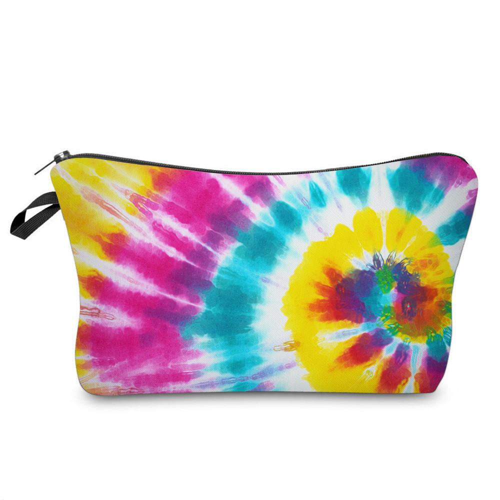 

Trendy Cross-border Polyester Tie-dye Makeup Bag With Rainbow Patterns StyleJ