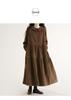 Japanese Style Corduroy Doll Collar Autumn A-Line Long-Sleeve Dress