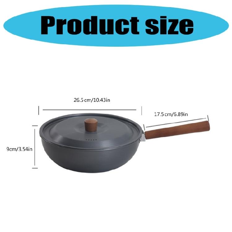 Light Weight Nonstick Frying Pan Wood Handle Wok Cookware Portable Camping Picnic Pot Aluminum Alloys Frying Pan
