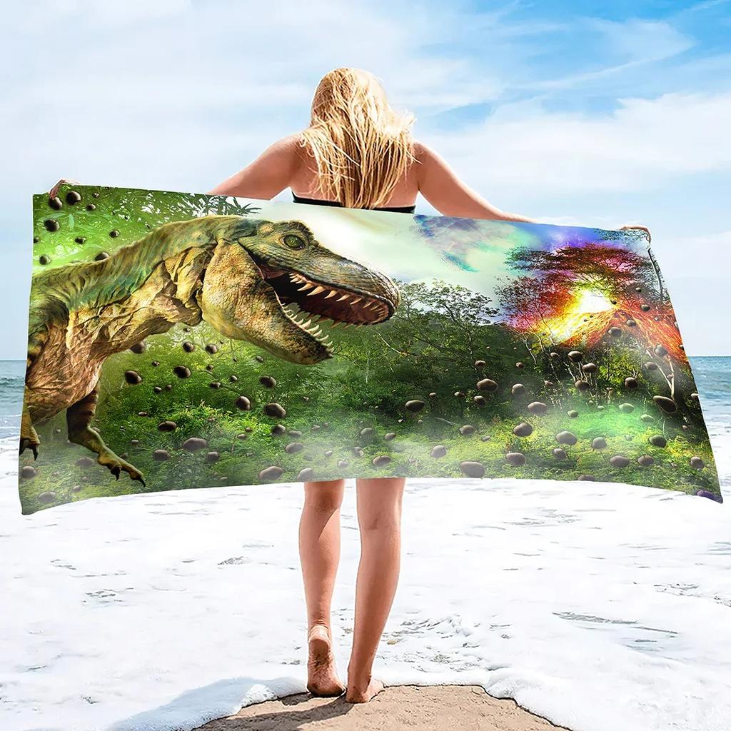 Dinosaur Beach Towel Watercolor Camping S for Boys Kids Quick Dry Ultra Absorbent Super Soft Blanket Pool