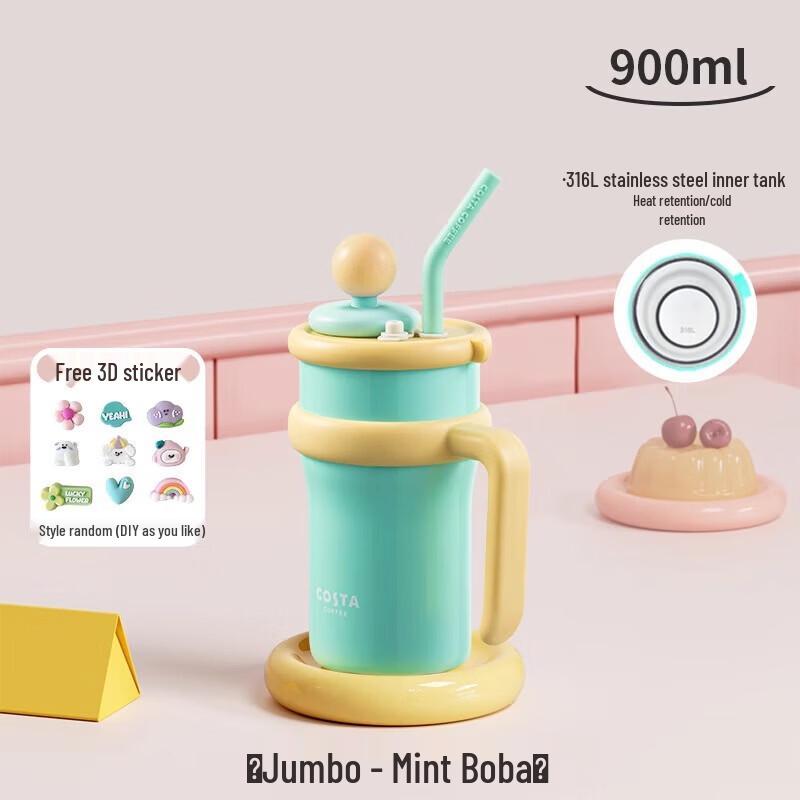 COSTA 900ml Insulated Double-Drink Straw Tumbler