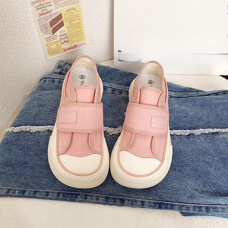 

Fashion Canvas shoes women s summer new style niche mango toe thick sole simple comfortable versatile round toe student white shoes 35 красный