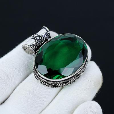Grüner Turmalin Anhänger, 925 Sterling Silber Anhänger, handgefertigter Schmuckanhänger, Antiker Anhänger, Edelstein, grüner Anhänger, Geschenk für Mama