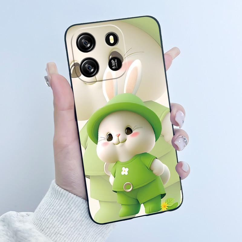 For Blackview Wave 6C Case Oscal Flat 1C Back Cover Luxury Cute Love Rabbit Funny Black TPU Soft Silicone Protective Phone Case