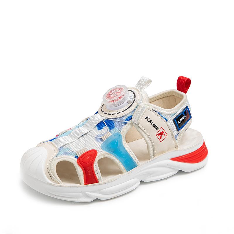 

Children s summer new sports bag head sandals primary school boys rotating buckle beach shoes polyurethane outer wear girls 31 yards inner length 19.5CM бежевый