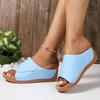 Large Size Thick-soled Casual Slippers Women's 2025 New Wide Strip Simple and Fashionable Fish Mouth Slope Slippers Women