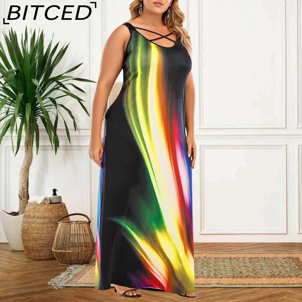 BITCED Women's Fashion Summer Spring Sleeveless U-Neck Casual Dresses