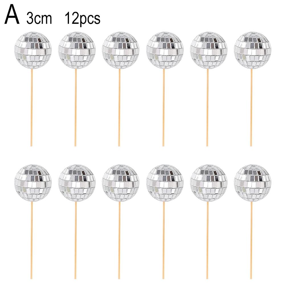 DIY Disco Ball Cupcake Toppers Cake Decoration Mini Mirror Disco Ball Light Reflective Glass Ball Wedding Party Christmas Decor