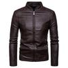 Mens PU Leather Biker Jacket With Letter Print Casual Fit Plus Size Wear