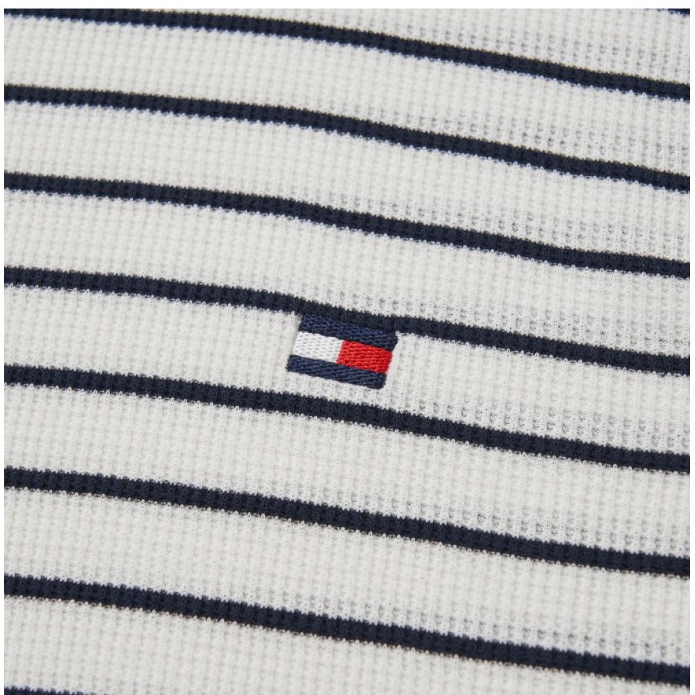 Tommy Hilfiger 09t4224 112 Termální vaflové pánské tričko s dlouhým rukávem s pruhy