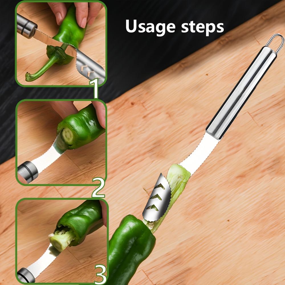2pcs Stainless Steel Fruit Corer, Red Pepper Seed Remover, Vegetable and Fruit Corer, Kitchen Gadget, Convenient for Peeling and Slicing
