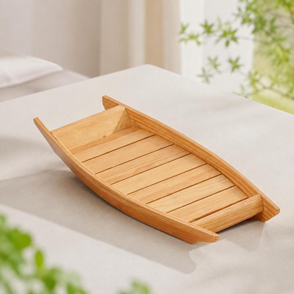 Sushi Boat Serving Tray Solid Wood Wooden Microwave with