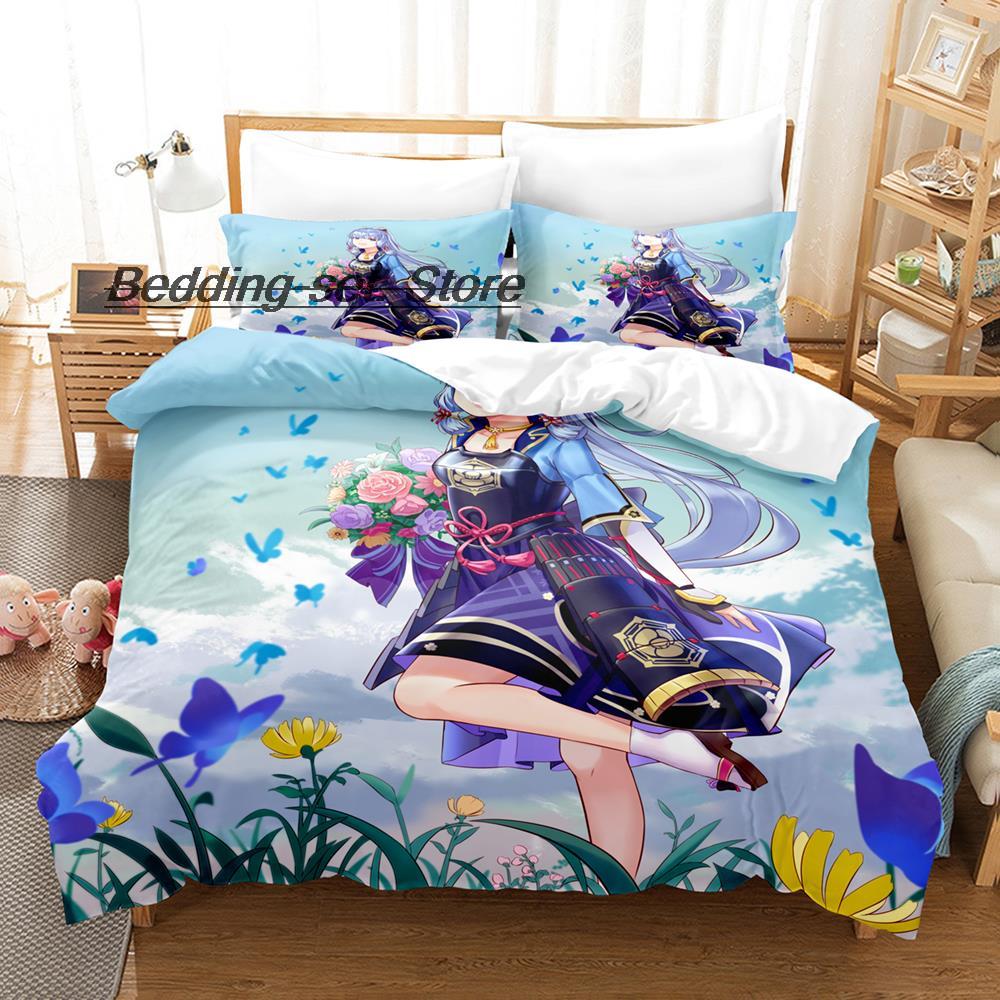 Game Genshin Impact Kamisato Ayaka Bedding Set Single Twin Full Queen King Size Bed Set Aldult Kid Bedroom Duvetcover Sets