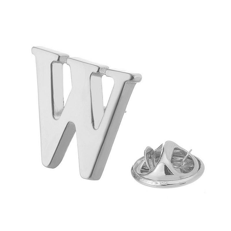 High Quality Classic Style Silver Letter A-Z Metal Brooch Women Men'S Lapel Pin Women'S Hat Scarf Backpack Badge Jewellery