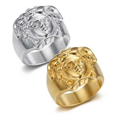 Greek Image Shape Ring Stainless Steel Heavy Metal Human Statement Ring Hip-hop Punk Jewelry for Party