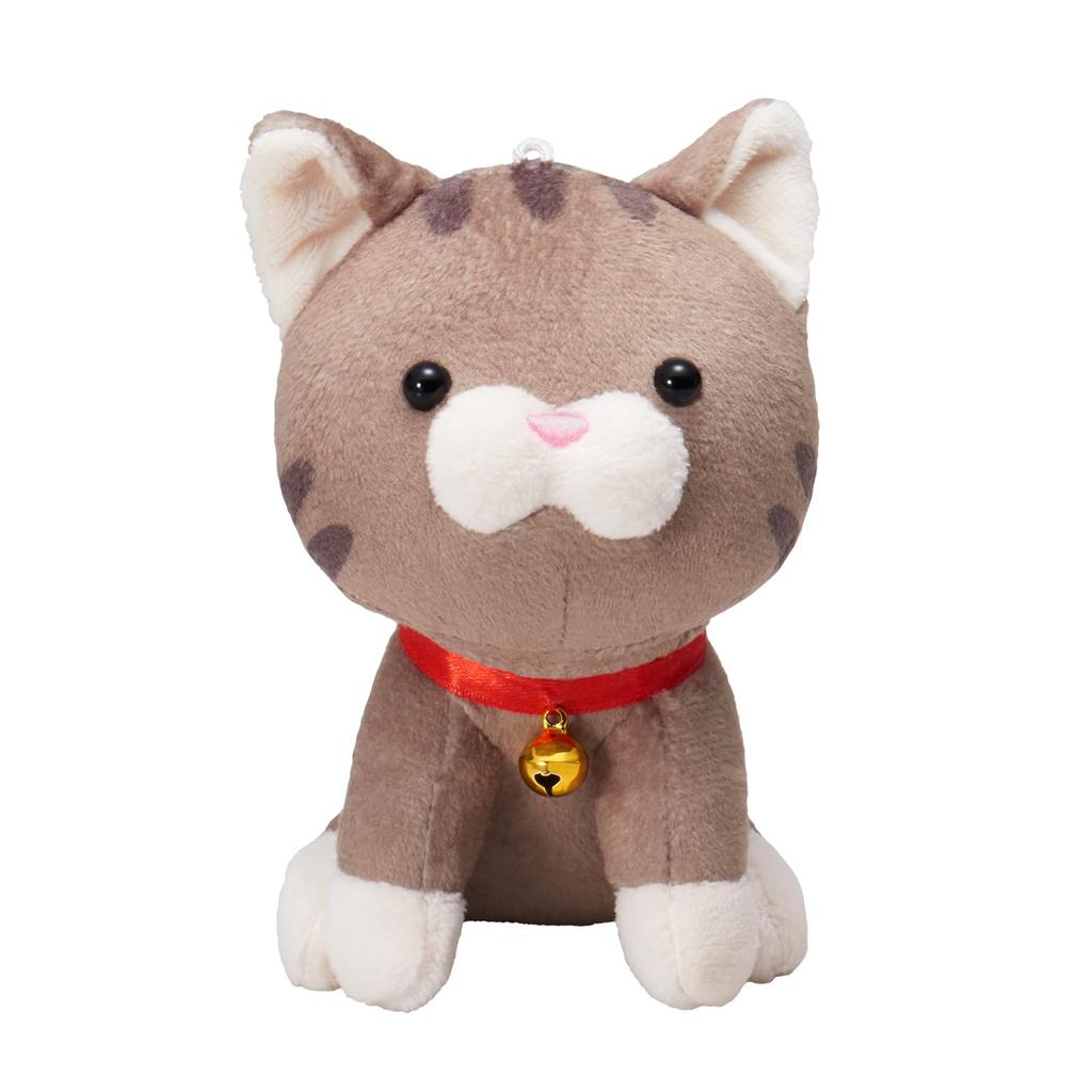 My pet plush toy, sitting plush cat (brown tabby)