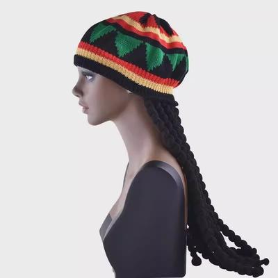 Nová unisex pletená čepice s copánkem Jamajský Bob Rasta Čepice s čepicí Hip Hop Čepice Dredy Paruka Bob Marley Caribbean Maškarní čepice