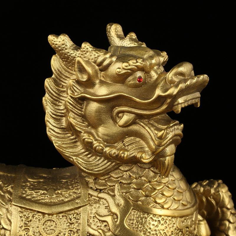 Figurines Brass Cloud Kirin Pair Wholesale Decorations for Living Room Office Shop Display Bronze Crafts