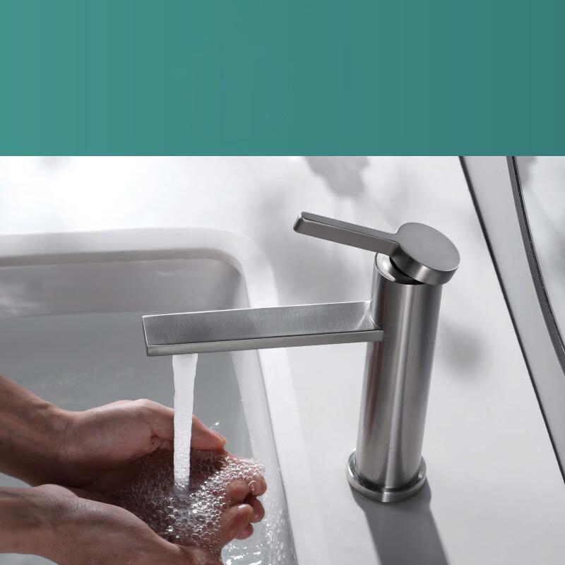 Tall Brushed Gold Stainless Steel Single-Handle Basin Faucet