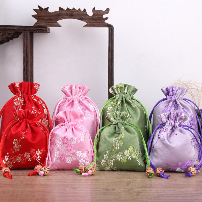5Pcs Drawstring Pocket Chinese Style Pocket Jewelry Gift Wedding Candy Packaging Bag Storage Bag Reusable Pouches
