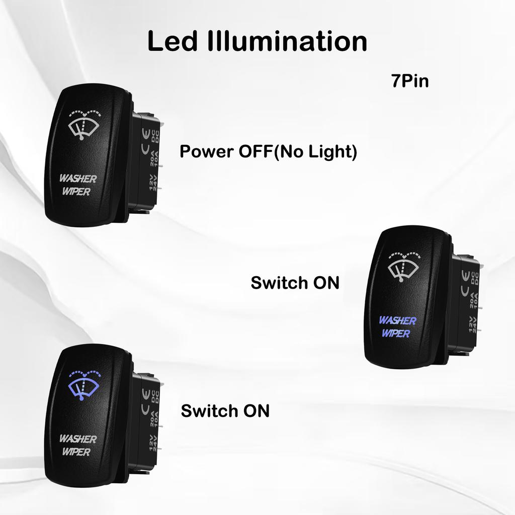 12V 24V Boat Trim Tabs Switch (ON)-OFF-(ON) Momentary Rocker Switch Waterproof Blue Light ON-OFF Toggle Switch With Harness Switches4