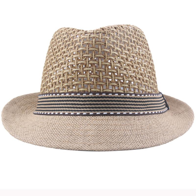 HT3136 New Fashion Parent-child Summer Hat Fedoras Breathable Straw Hat Men Women Beach Cap Kids Trilby Fedora Jazz Beach Hat