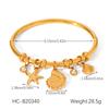 Pendant 18k Gold Stainless Steel Bangle, Niche Design Hand Jewelry, Titanium Steel Non-fading Bangle for Women