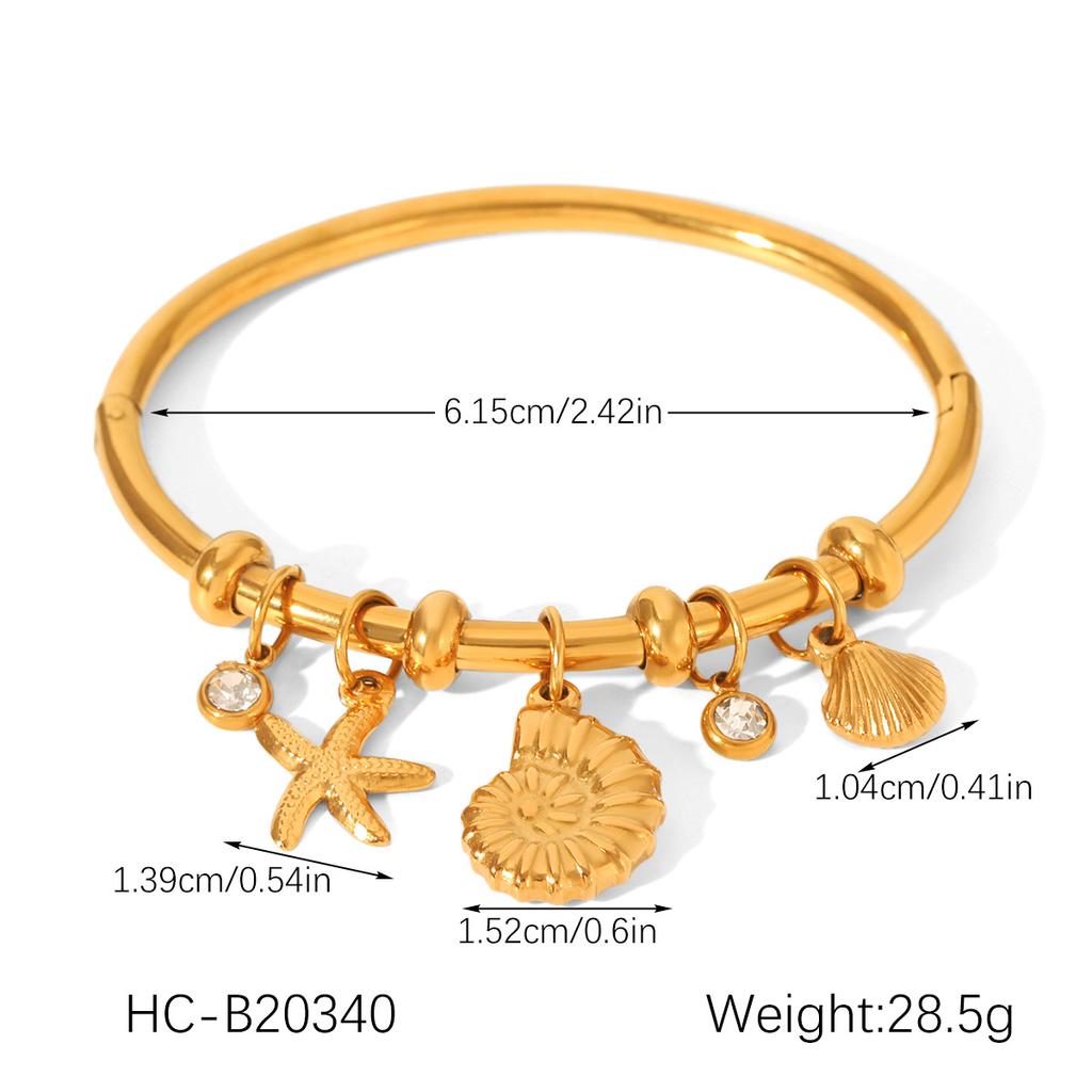 Pendant 18k Gold Stainless Steel Bangle, Niche Design Hand Jewelry, Titanium Steel Non-fading Bangle for Women