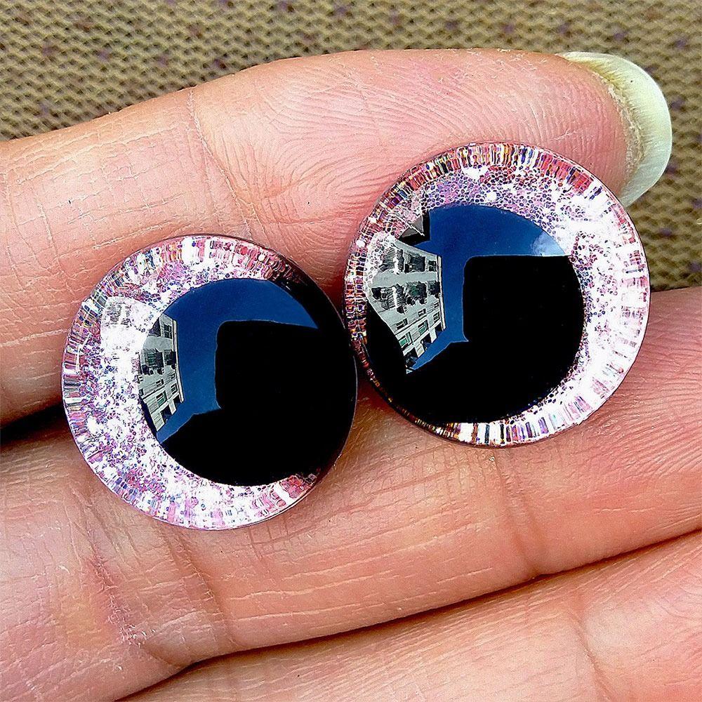 100pcs/bag 18mm Round Glitter Fabric Plastic 3D Comical Round Glitter Toy Eyes