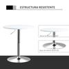 Bar Table, Height Adjustable, Round Non-Slip Base, Ø60 x 69-93 cm, White