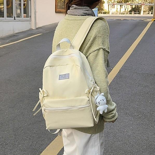 Schoolbag Simple and Versatile Ins Campus Style Backpack Female Solid Color Large Capacity High School Student Schoolbag Travel Computer Backpack