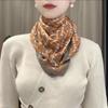 Women's 65" Silk Square Scarf with Magnetic Buckle – Autumn/Winter Print, Fashionable & Versatile Triangle Snood