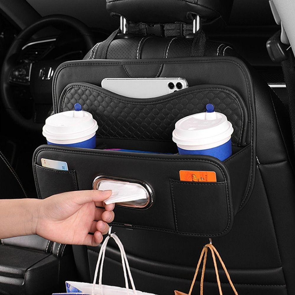 Partition Design Car Backseat Storage Box Water-proof Space Saving Vehicle Tissue Box Universal Anti-wear Car Drink Cup Holder