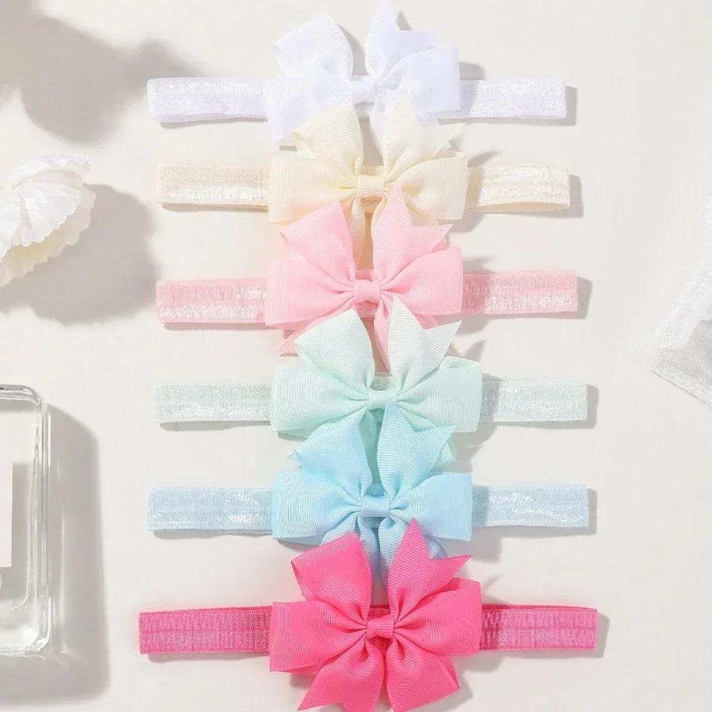 6pcs Baby Girl Headband Newborn Kids Children Rubber Bandage Bands Elastics Hair Accessory Hairbands  Bowknot Hair Accessories