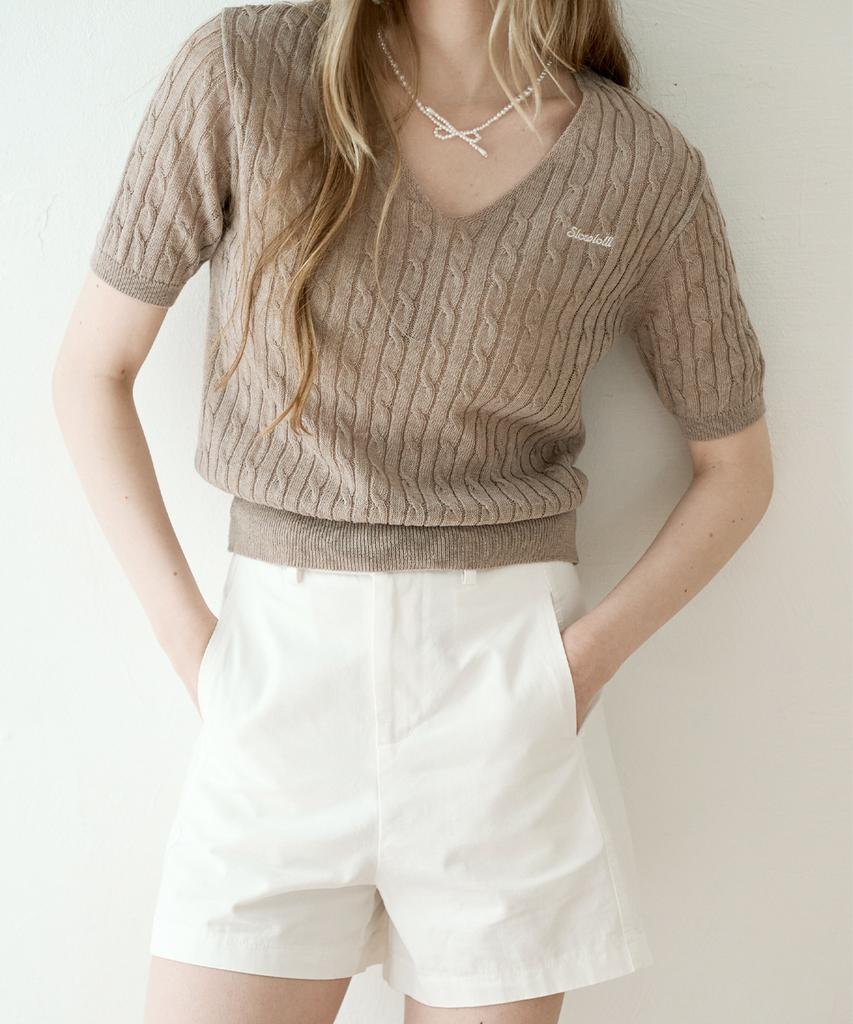 SLOWLOLLI Summer Cable V-Neck Knit_7 Colors