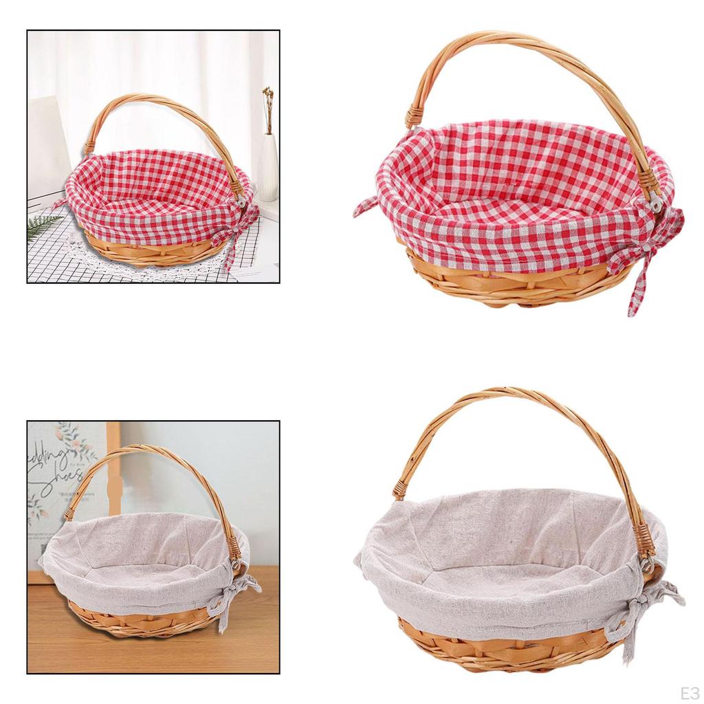 Picnic Basket Container with Handles Decorative Egg Hamper for Vegetables Sandwiches