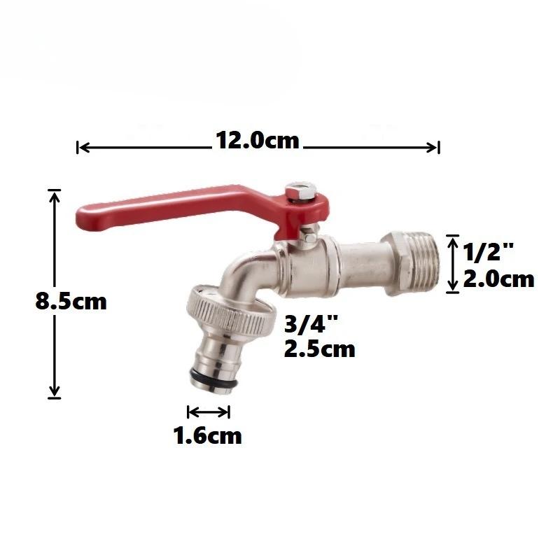 1PCS Lever Water Tap Zinc Alloy with Red Handle Faucet Adapter Hose Plug Garden Watering Garden Irrigation Accessory