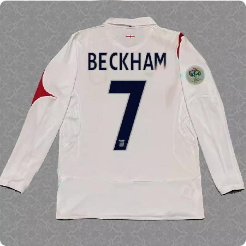 2006 England jersey home No. 7 Beckham long-sleeved football jersey retro 06 World Cup 4 Gerrard