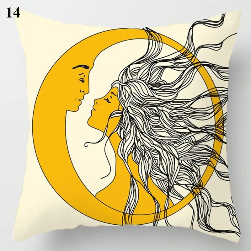 Decorative Cushion Cover Yellow Gray Floral Animal Geometric Pillow Covers Throw Pillows Polyester Single Side Print Pillowcases