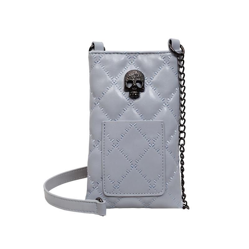 Borsa per Cellulare Teschio da Donna a Rombetti con Catena a Spalla Crossbody