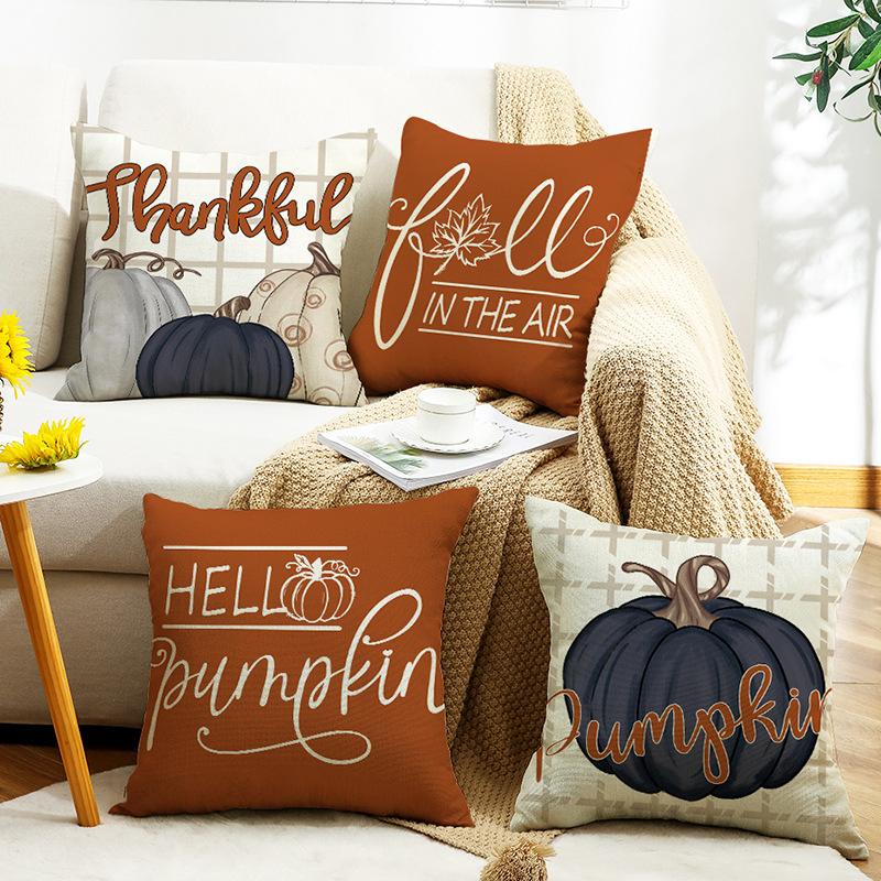 Autumn New Linen Letter Print Sofa Pillow Living Room Cushion Bedside Bay Window Cushion Cover
